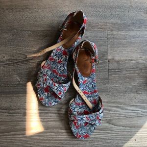 J.Crew Floral Pattern Mini Wedge Espadrilles